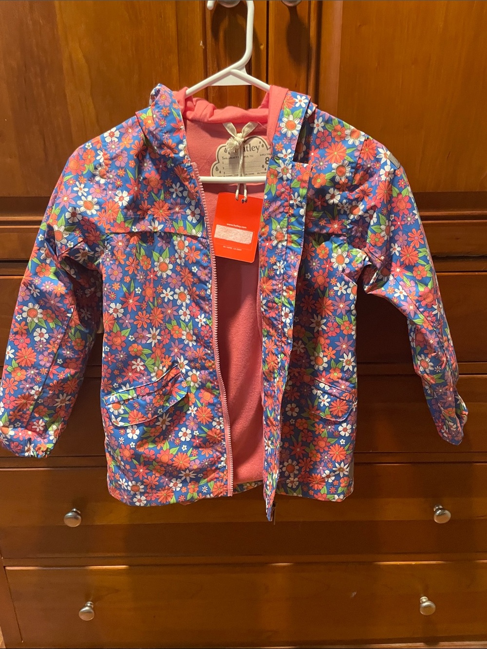 Hatley Pink Floral Kids' Raincoat with Hood